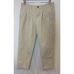 AYR Corduroy Pants Pleats Tapered Leg Cream Size 8